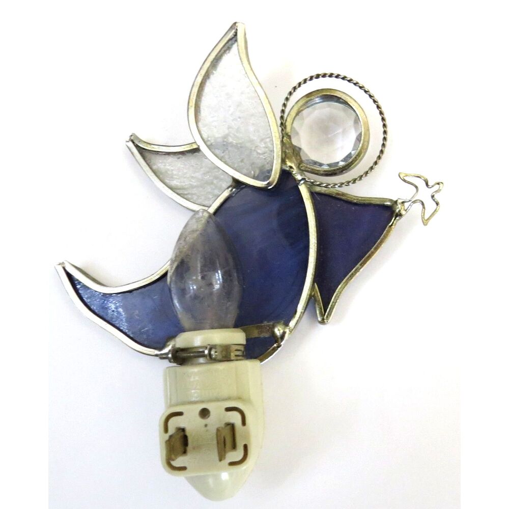 Stained Glass Angel Nightlight with Dove Purple/Clear EUC - Picture 2 of 5